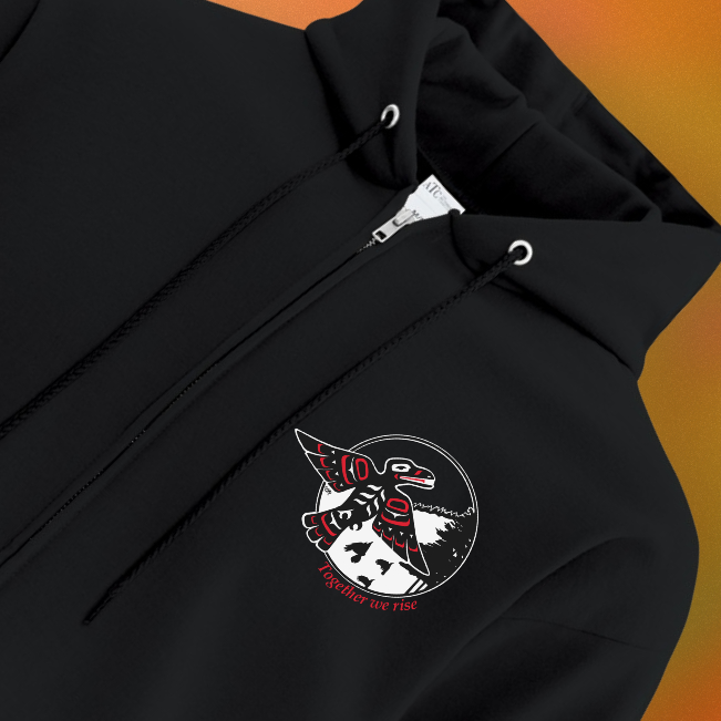 Black Indigenous Ally Together We Rise Full Zip Hoodie