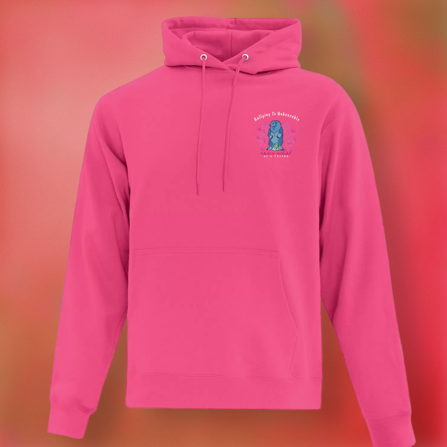 Indigenous Tiny Pink Bear Hooded Sweatshirt - Image 2