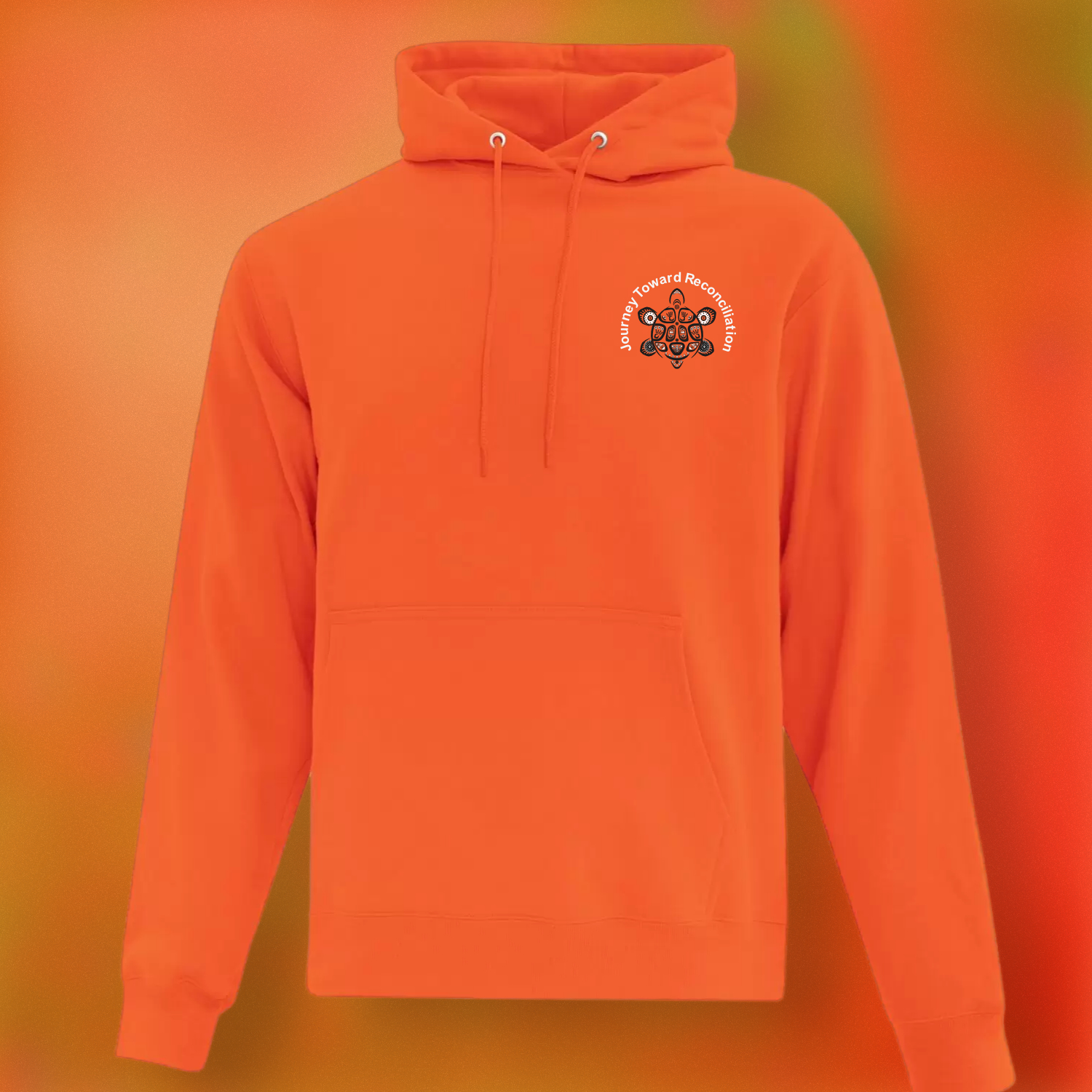 Orange Indigenous Turtle Journey Towards Reconciliation Pullover Hoodie - Image 2