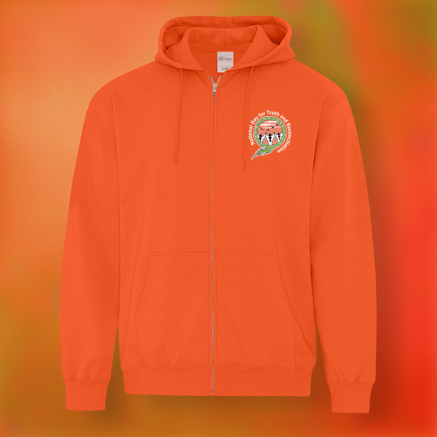 Orange Indigenous Sweetgrass NDTR Full Zip Hoodie - Image 2