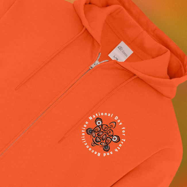 Orange Indigenous Turtle NDTR Full Zip Hoodie