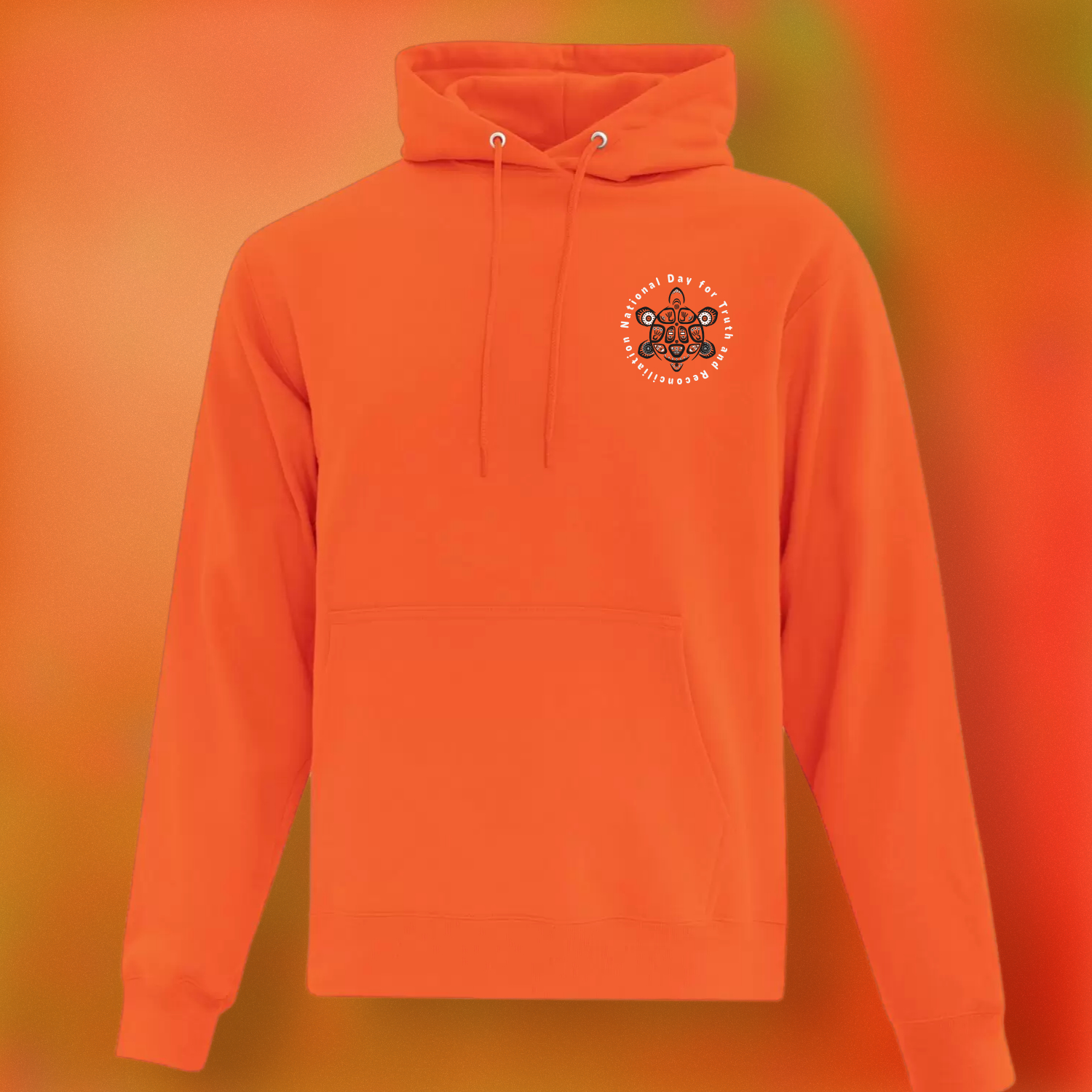 Orange Indigenous Turtle NDTR Pullover Hoodie - Image 2
